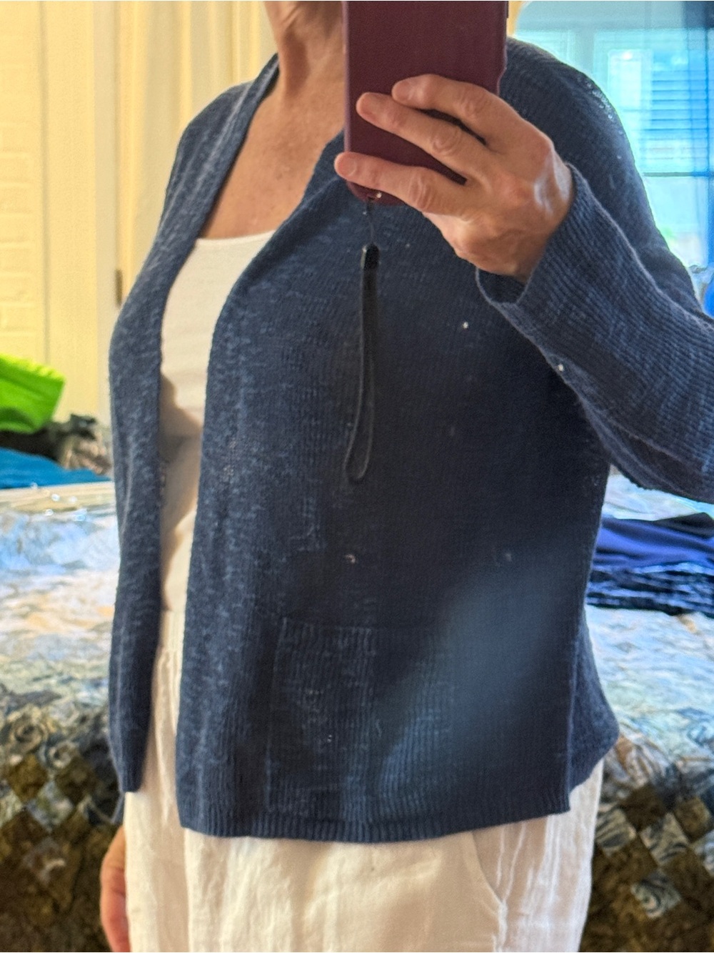 Classic Eileen Fisher Open-Front blue  Women's Cardigan Sweater - Picture 2 of 3